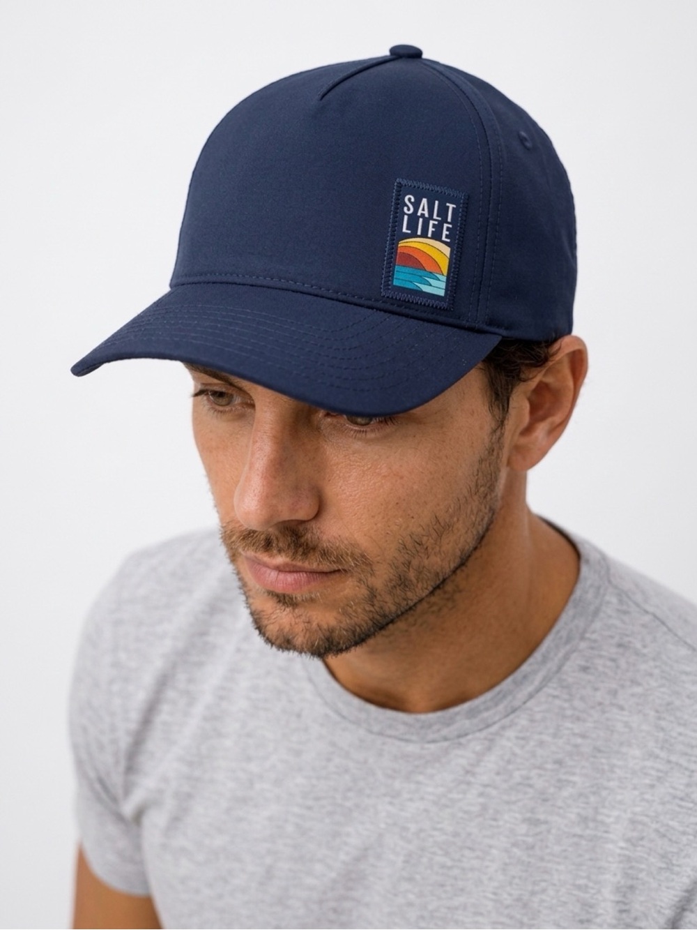 New Salt Life Navy Blue Baseball Cap with Sunset Patch